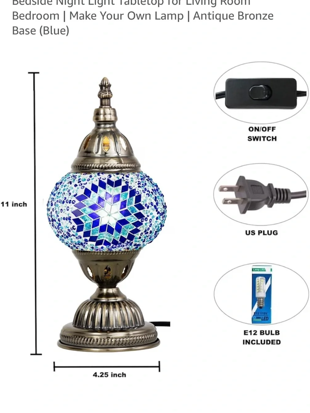 DIY Classic Turkish Mosaic Lamp Kit - Blue and Gold